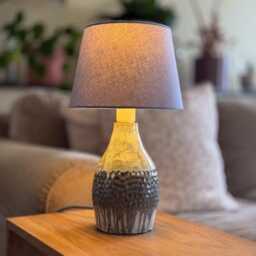 Handmade Blue Lilac Ceramic Table Lamp With Cotton Lampshade - thumbnail 2
