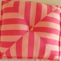 striped Accent Pillow, Two-Tone Orange Square Design - thumbnail 4