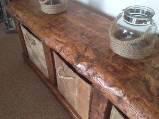 Handmade Rustic Tv Unit With Storage. Made From Old French Wood - image 1