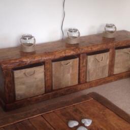 Handmade Rustic Tv Unit With Storage. Made From Old French Wood - thumbnail 3