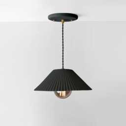 Large Montebello - Ceramic Pendant Ceiling Light Handmade Minimalist Scalloped Hanging Fixture in Shadow Charcoal Gray - thumbnail 1