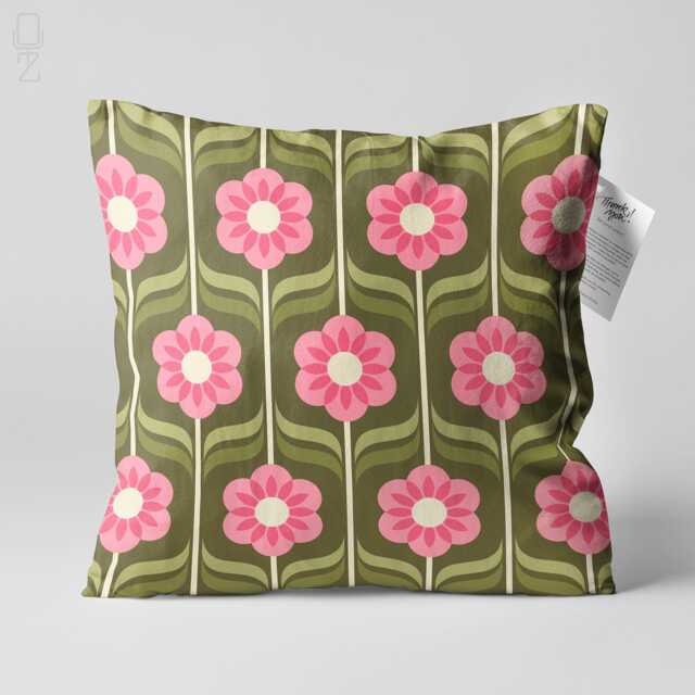 Retro Floral Cushion Cover, Abstract Flower Pillow With Velvet Fabric, Multi Sizes Throw Pillow, Boho Home Decor - image 1