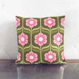 Retro Floral Cushion Cover, Abstract Flower Pillow With Velvet Fabric, Multi Sizes Throw Pillow, Boho Home Decor - thumbnail 3