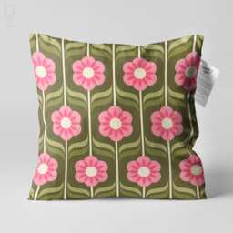 Retro Floral Cushion Cover, Abstract Flower Pillow With Velvet Fabric, Multi Sizes Throw Pillow, Boho Home Decor - thumbnail 1