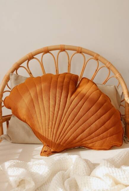 "Linen Ginkgo Leaf Pillow ""Caramel" - image 1
