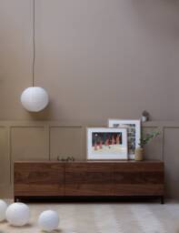 Konk ??? Large Chamfered Edge Cabinet Bespoke Sizes Available Industrial Solid Walnut Cabinet, Mid Century Inspired Cupboard - thumbnail 1