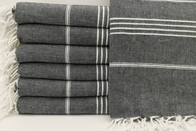 "Black Blanket, Turkish Throw, Beach Towel, Ed Rug, Turkish Towel, 65""x83" - image 1