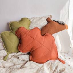 Oak Leaf Shaped Pillow - Linen Autumn Home Decor - thumbnail 2