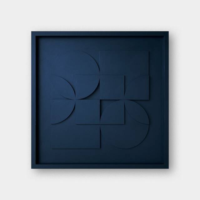 Geometric Relief Wall Sculpture - 50x50cm Mid Century Modern Art - image 1