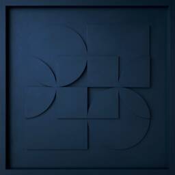 Geometric Relief Wall Sculpture - 50x50cm Mid Century Modern Art - thumbnail 3