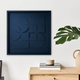 Geometric Relief Wall Sculpture - 50x50cm Mid Century Modern Art - thumbnail 2
