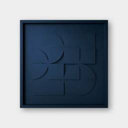 Geometric Relief Wall Sculpture - 50x50cm Mid Century Modern Art - thumbnail 1