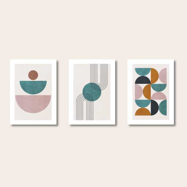 Abstract Wall Art Posters, Set Of 3 Living Room Prints - image 1