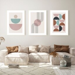 Abstract Wall Art Posters, Set Of 3 Living Room Prints - thumbnail 2