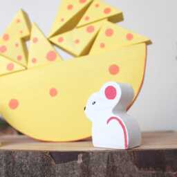 Wooden Stacking Mouse & Cheese Balance Toy, Animals Toys, Animal Figures, Montessori Gift For Toddlers - thumbnail 3