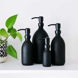 Matt Black Glass Soap Dispenser Bottle - Metal Pump Kitchen & Bathroom - thumbnail 1