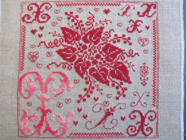 Floral Embroidery Letter X in Pink & Red