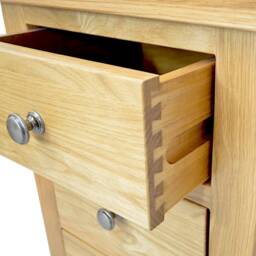 Solid Oak Bedside Table, 3-Drawer Nightstand, Assembled - thumbnail 3