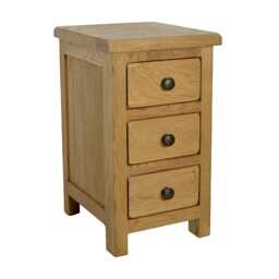 Solid Oak Bedside Table, 3-Drawer Nightstand, Assembled - thumbnail 4