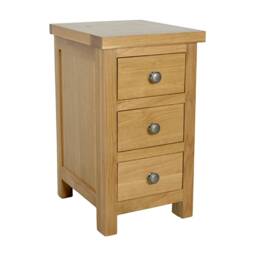 Solid Oak Bedside Table, 3-Drawer Nightstand, Assembled - thumbnail 2