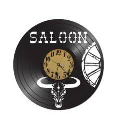 Free Shipping Saloon Western Cow Skull Themed Vinyl Album Record Clock Made in The > Usa