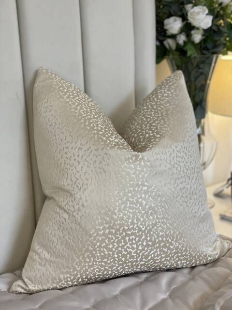 Handmade Cream Marbled Cushion Cover Gold Glimmer, Luxury Fabric - image 1