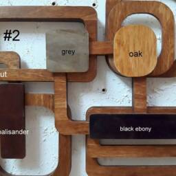 Geometric Wood Wall Art Mid-Century Modern Style, Walnut & Color Accents - thumbnail 4
