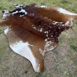 Real Cowhide Rug in Brown Luxury With Hair On For Home Decor & White Genuine Cow Skin Brindle Tricolor Area - thumbnail 3