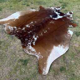 Real Cowhide Rug in Brown Luxury With Hair On For Home Decor & White Genuine Cow Skin Brindle Tricolor Area - thumbnail 2