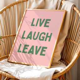 Live, Laugh, Leave Art Print, Funny Hallway Wall Art, Dusty Pink & Green Decor - thumbnail 2