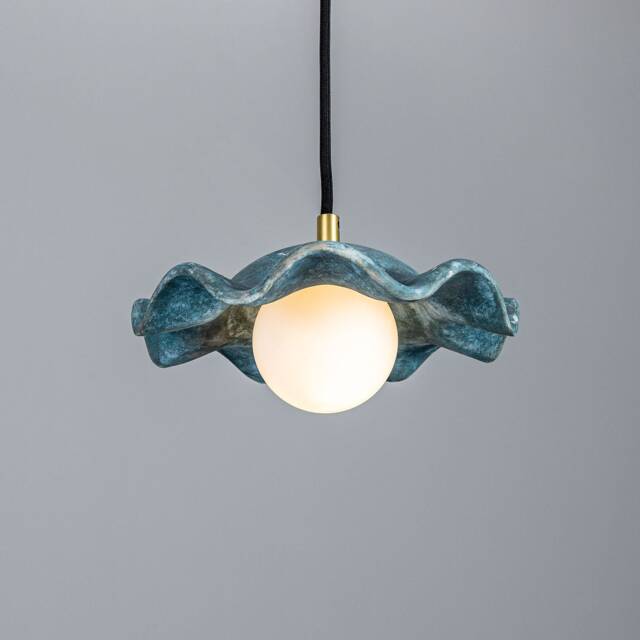 Rivale Pendant Light With Wavy Ceramic Shade Blue Earth 8.25 Ip20 - image 1