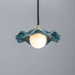 Rivale Pendant Light With Wavy Ceramic Shade Blue Earth 8.25 Ip20 - thumbnail 1