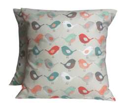 "1 X Fryetts Rossignol Pink Orange Blue Birds Whimsical Cushion Cover 16"" 18"" 20"" 22"