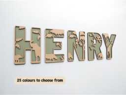 Safari Themed Wooden Letters - Wild Jungle Animal Theme Name Decoration Personalised Sign Children's Bedroom Playroom Wall Art - thumbnail 1