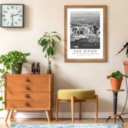 San Diego Skyline Art Print Black & White Cityscape Poster - thumbnail 3