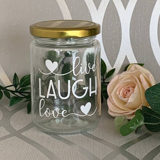 Live Laugh Love Glass Jar Home Decor Storage - 11cm X 7cm - image 1