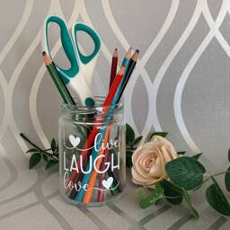 Live Laugh Love Glass Jar Home Decor Storage - 11cm X 7cm - thumbnail 2