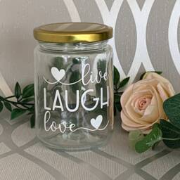Live Laugh Love Glass Jar Home Decor Storage - 11cm X 7cm - thumbnail 1