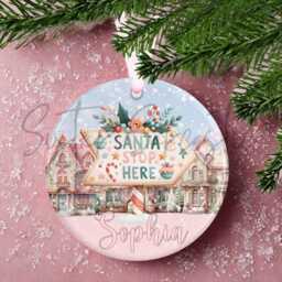 Personalised Granddaughter Christmas Decoration - Santa Stop Here Custom Bauble Gift For Girls Stocking Filler Eve Box