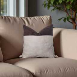 Two-Tone Faux Leather Lumbar Pillow Cover Rustic Home Decor - thumbnail 1