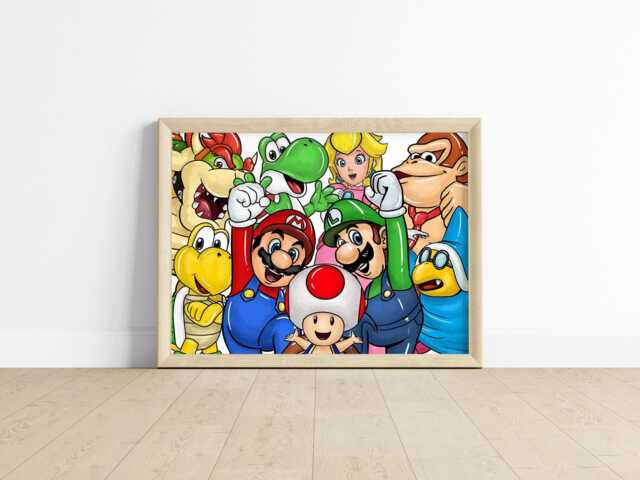 Game Friends Wall Art - Kids Playroom Decor, Classic Gamers Print - Printed Or Framed - image 1