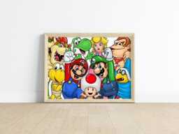 Game Friends Wall Art - Kids Playroom Decor, Classic Gamers Print - Printed Or Framed - thumbnail 1