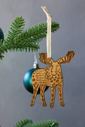 Moose Folk Art Wood Ornament [Alaska Ornament, Gift, Stocking Stuffers, Nordic Christmas, Gifts For Him] - thumbnail 1