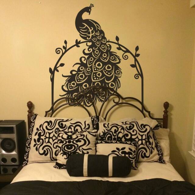 Peacock Wall Decal, Bedroom Art, Stickers, Living Room Hallway Home Decor - 188 - image 1