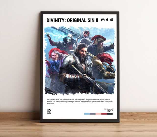 Divinity Original Sin 2 - 2017 Poster - Video Game Wall Art Print Gaming Gift A5-A4-A3-A2-A1 Unframed Canvas For Frame Or Hanger - image 1