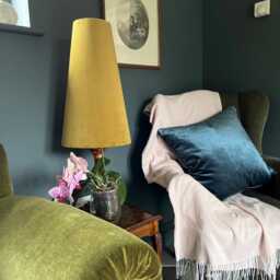 Mustard Velvet Cone Lampshade, Extra Tall Gold Accent Lighting - thumbnail 2