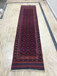 Afghan Mashwani Kilim Runner Rug, Tribal Bohemian Wool Carpet - 267 cm X 64 cm - thumbnail 1