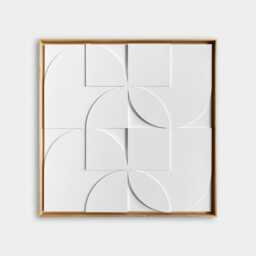 Geometric Relief Wall Sculpture - Mid Century Modern Wood Art - 76x76cm - thumbnail 1