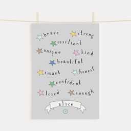 Personalised Affirmation Print, Girls Bedroom Decor, Rainbow Wall Art, Positive Prints, Nursery, Unframed, Childs A1/A2/A3/A4/A5 - thumbnail 3