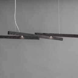 Wooden Linear Pendant Solo, Modern Loft Chandelier, Abstract Suspension Light, Dining Room Led Light - thumbnail 4